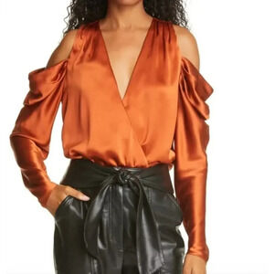 Jonathan Simkhai Remington Fluid Silk Cold Shoulder‎ Top NWT​​